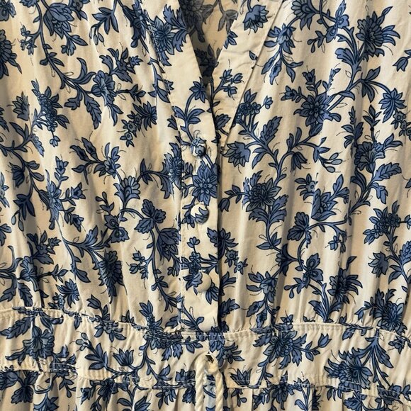 R. Vivimos dress Floral Boho Midi Cottagecore Milkmaid Peasant S Blue Peasant - Picture 5 of 9